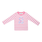Hot Pink & White Breton Striped Number 2 T Shirt