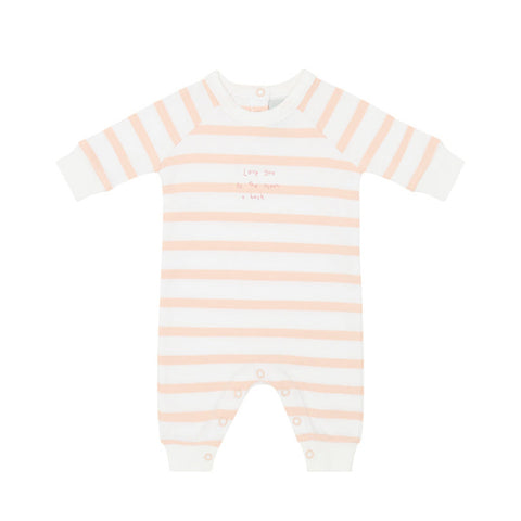 Powder Pink & White 'Love You To The Moon and Back' Breton Striped All-In-One