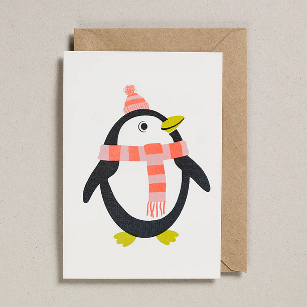 Japanese Paper Penguin Balloon Card