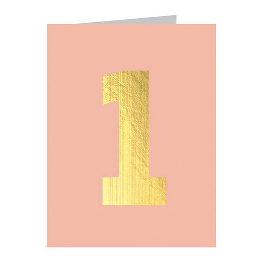 Mini Gold Foiled Number 1 Card - Pink