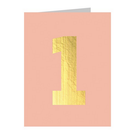 Mini Gold Foiled Number 1 Card - Pink