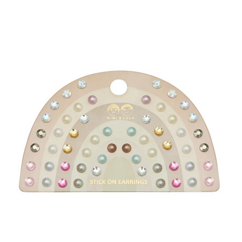 Pink Gem and Pearl Stick On Earrings