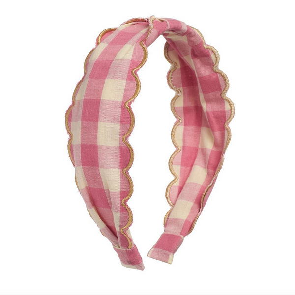 Scalloped Gingham Headband