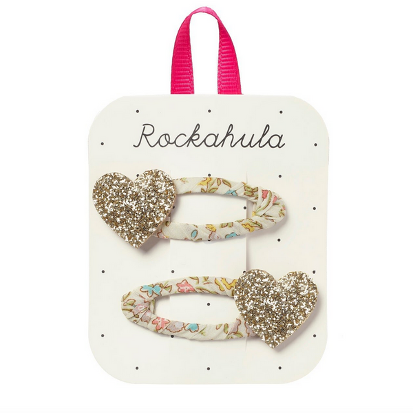 Petal Glitter Heart Clips