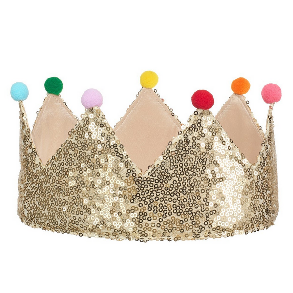 Gold Sequin Pom Pom Crown