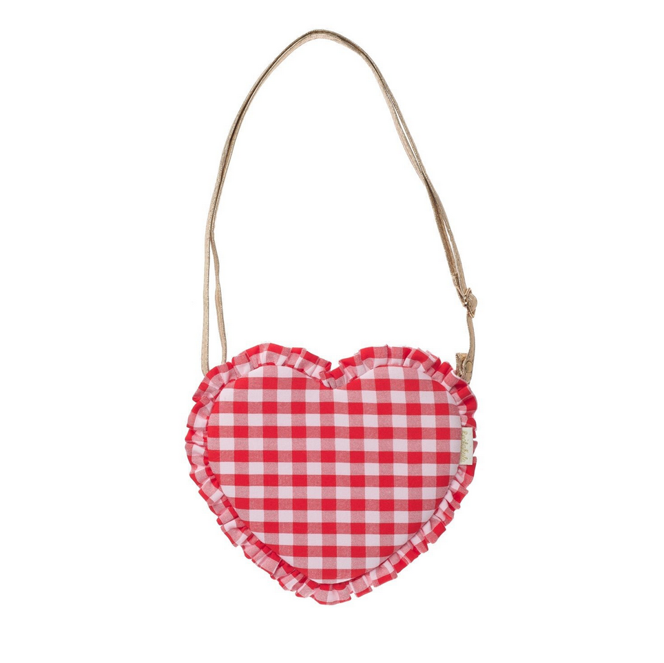 Gingham Ruffle Love Heart Bag