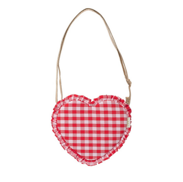 Gingham Ruffle Love Heart Bag