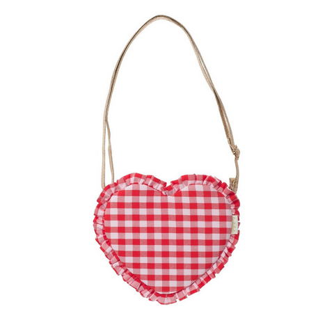 Gingham Ruffle Love Heart Bag