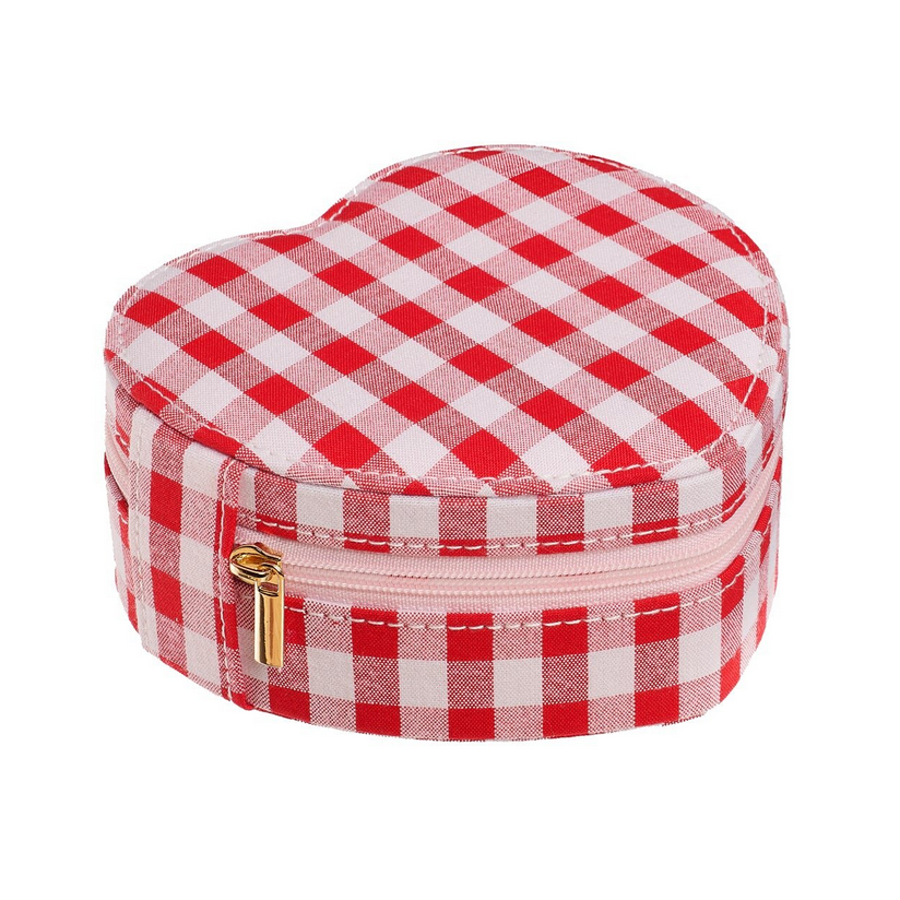 Gingham Love Heart Jewellery Box