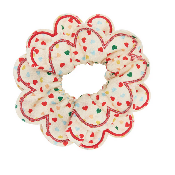 Heart print scalloped scrunchie