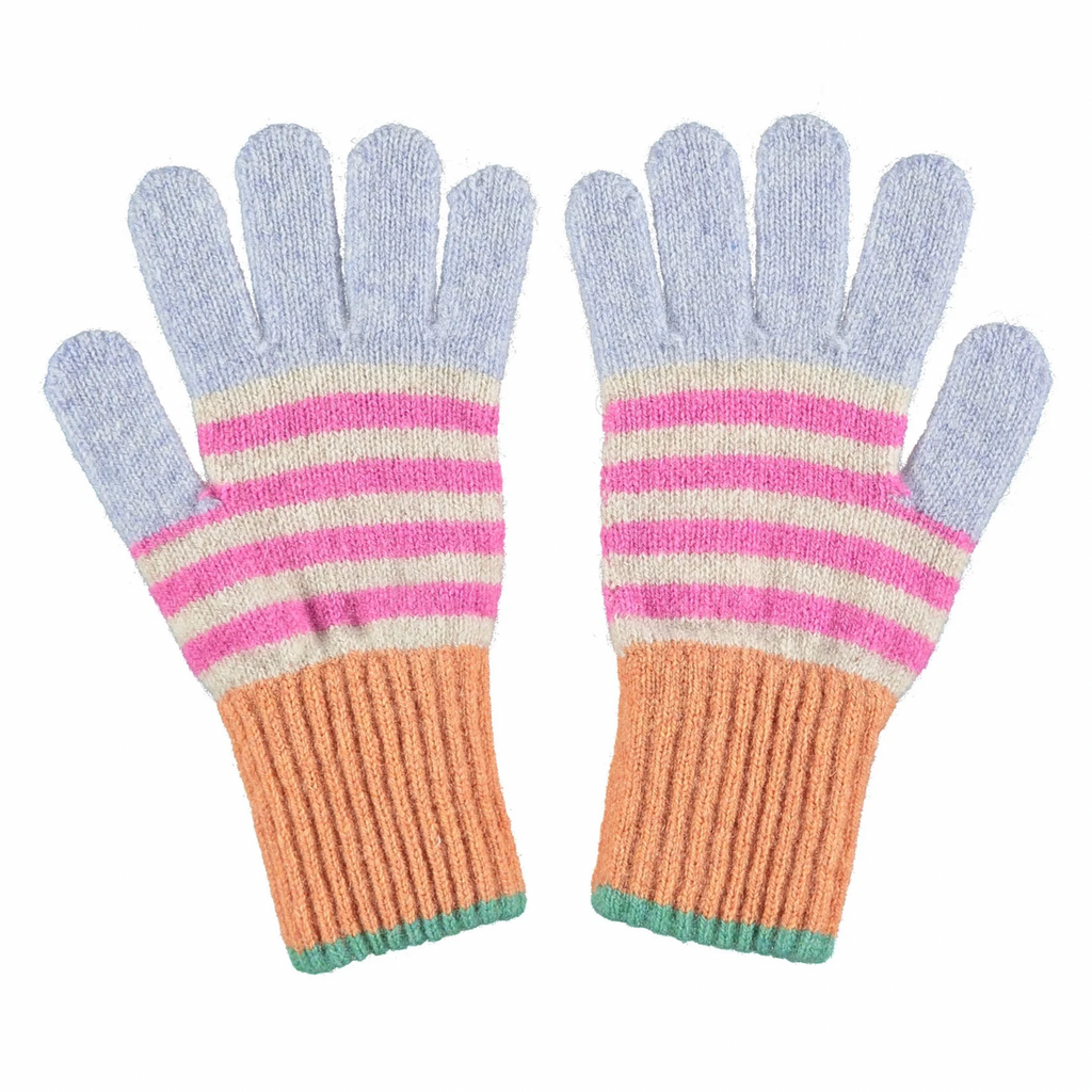 Bubblegum + Peach Lambswool Stripe Gloves