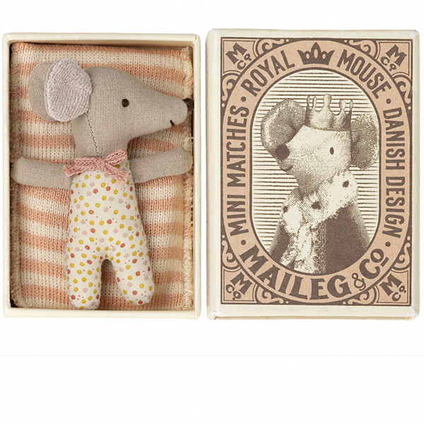Maileg - Sleepy Wakey Baby Mouse in a Matchbox