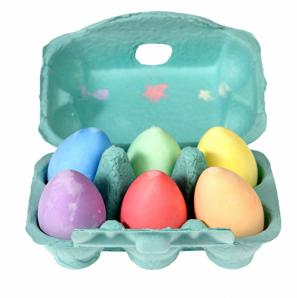 Six Coloured Chalk Eggs in an Egg Box