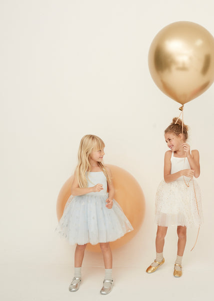 Sky Blue & Silver Glitter Heart Dress