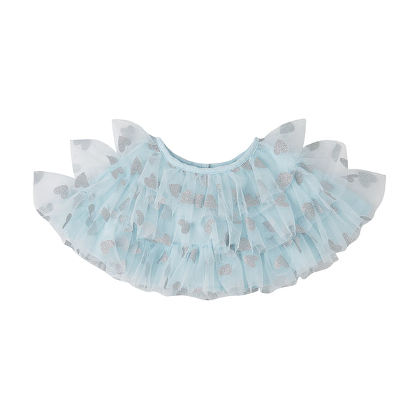 Sky Blue & Silver Glitter Heart Cape