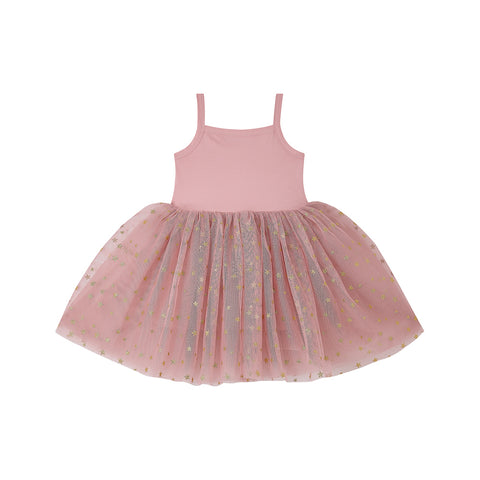 Vintage Pink & Gold Glitter Star Dress