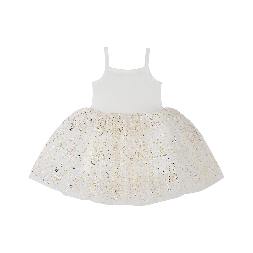 White & Gold Sparkle Dress