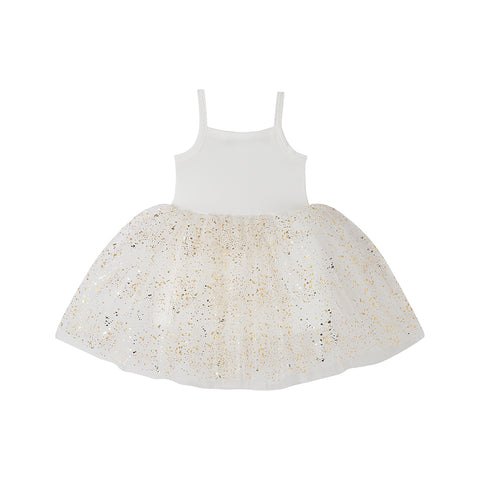 White & Gold Sparkle Dress