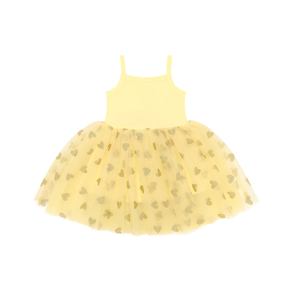 Lemon & Gold Glitter Heart Dress