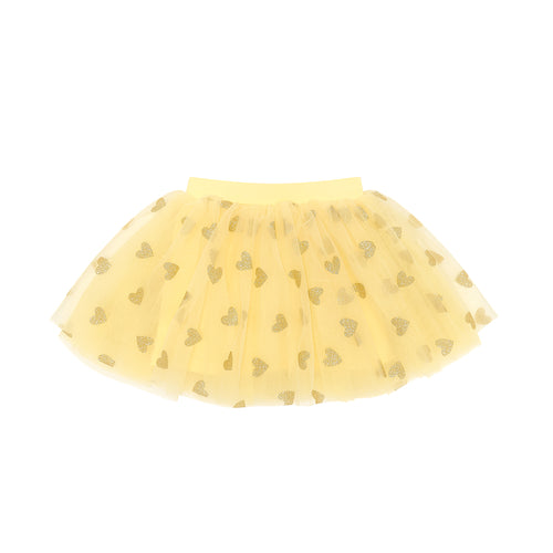 Lemon Tutu with Gold Glitter Hearts