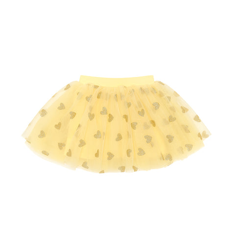Lemon Tutu with Gold Glitter Hearts