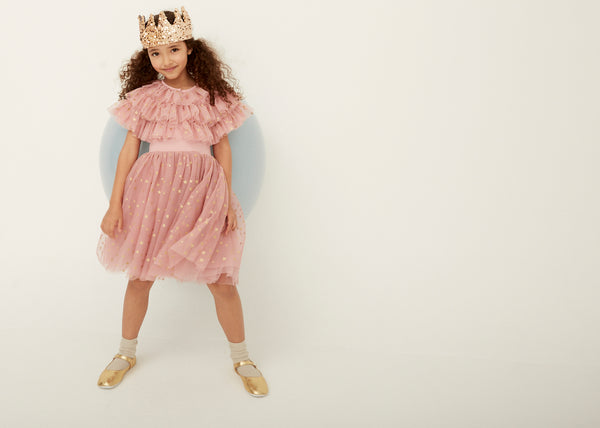 Vintage Pink & Gold Glitter Star Dress