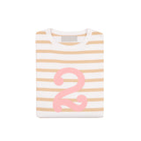Biscuit & White Breton Striped Number 2 T Shirt (Pink)