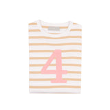Biscuit & White Breton Striped Number 4 T Shirt (Pink)