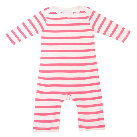 Coral Pink & White Breton Striped All-in-One