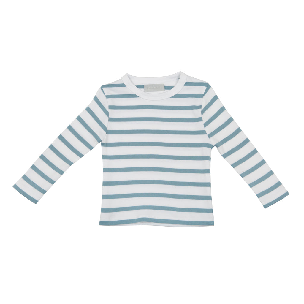 Ocean Blue & White Breton Striped T Shirt