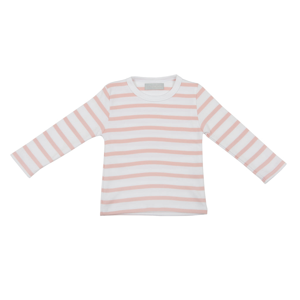 Dusty Pink & White Breton Striped T Shirt