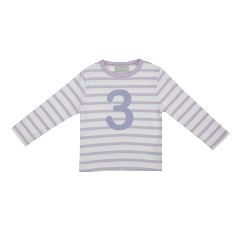 Parma Violet & White Breton Striped Number 3 T Shirt