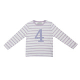 Parma Violet & White Breton Striped Number 4 T Shirt