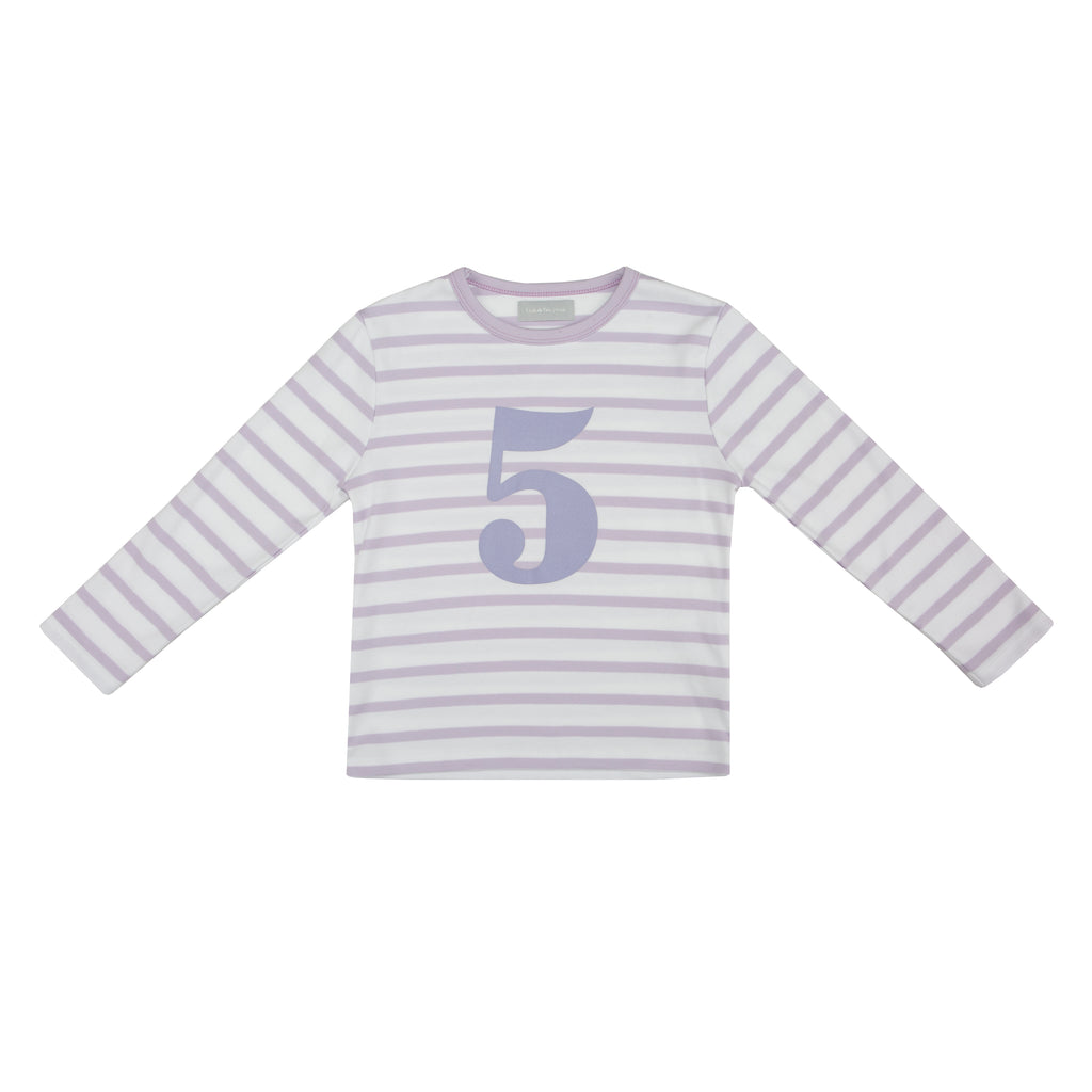 Parma Violet & White Breton Striped Number 5 T Shirt