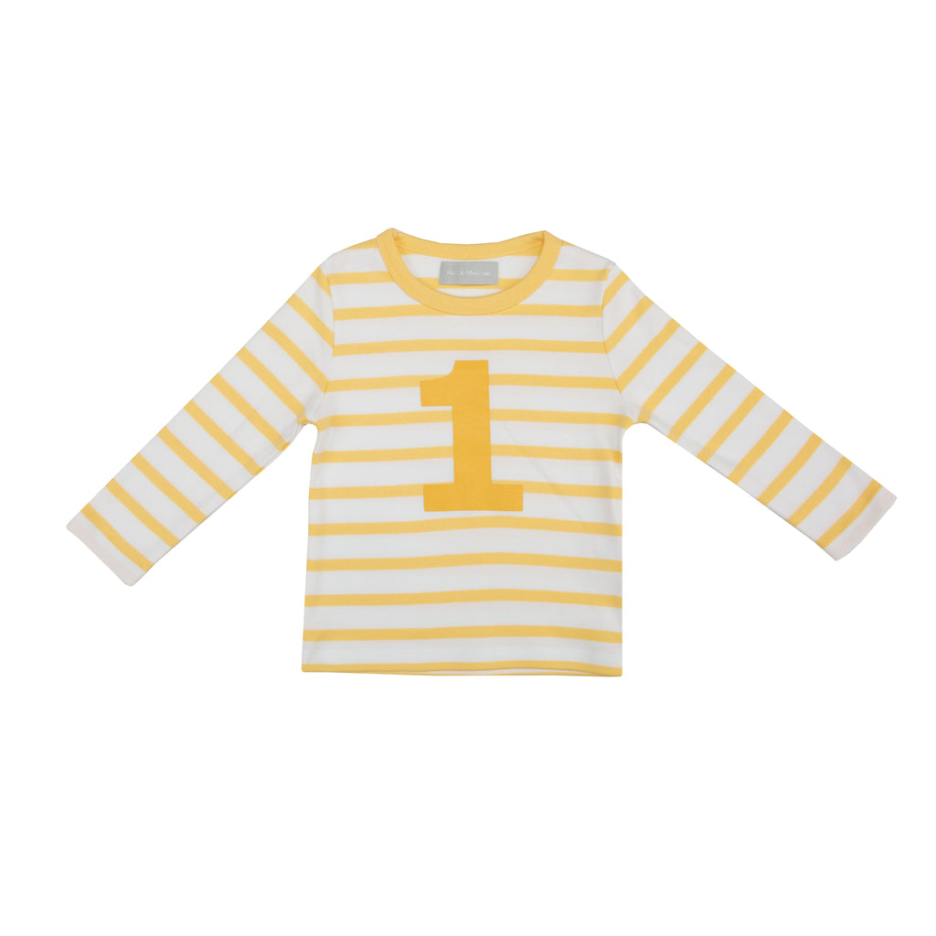 Buttercup & White Breton Striped Number 1 T Shirt
