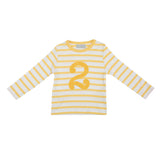 Buttercup & White Breton Striped Number 2 T Shirt