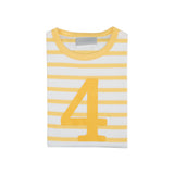 Buttercup & White Breton Striped Number 4 T Shirt