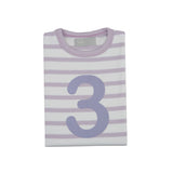 Parma Violet & White Breton Striped Number 3 T Shirt