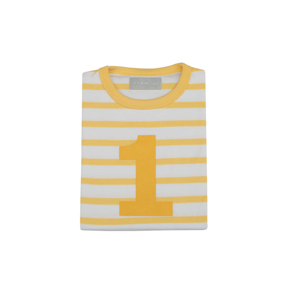 Buttercup & White Breton Striped Number 1 T Shirt