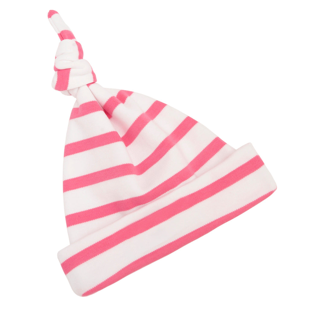 Coral Pink & White Breton Striped Hat