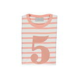 Shrimp & White Breton Striped Number 5 T Shirt