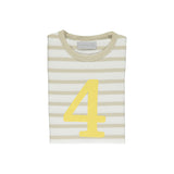 Sand & White Breton Striped Number 4 T Shirt