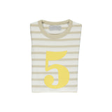 Sand & White Breton Striped Number 5 T Shirt