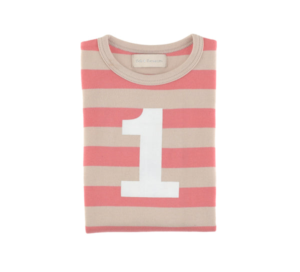 Posy Pink & Sand Striped Number 1 T Shirt