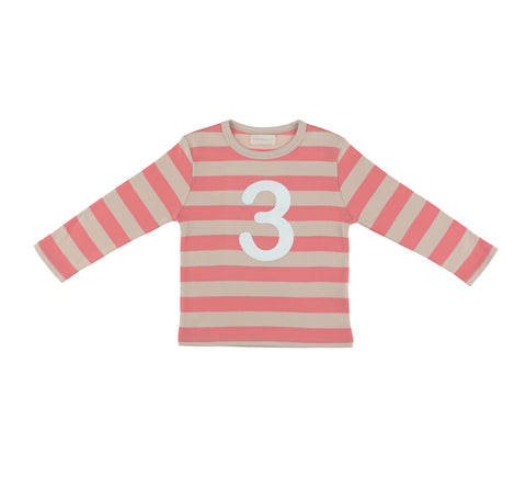Posy Pink & Sand Striped Number 3 T Shirt