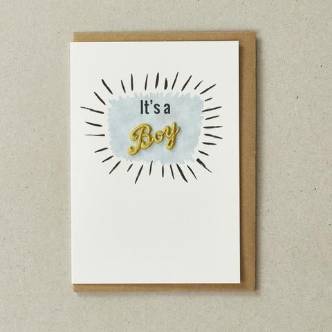 It's a Boy - Embroidered Word Card