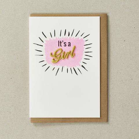 It's a Girl - Embroidered Word Card