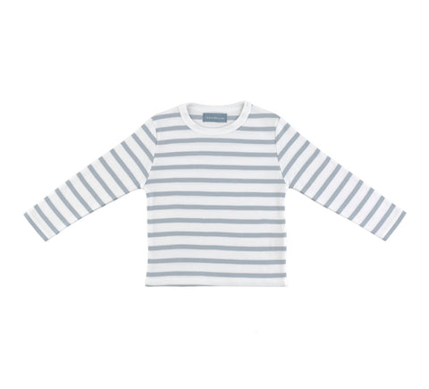 Grey & White Breton Striped T Shirt
