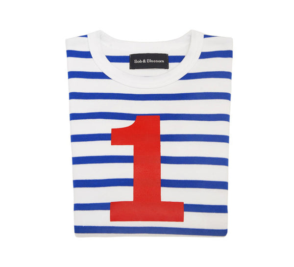 French Blue & White Breton Striped Number 1 T Shirt
