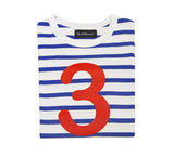 French Blue & White Breton Striped Number 3 T Shirt